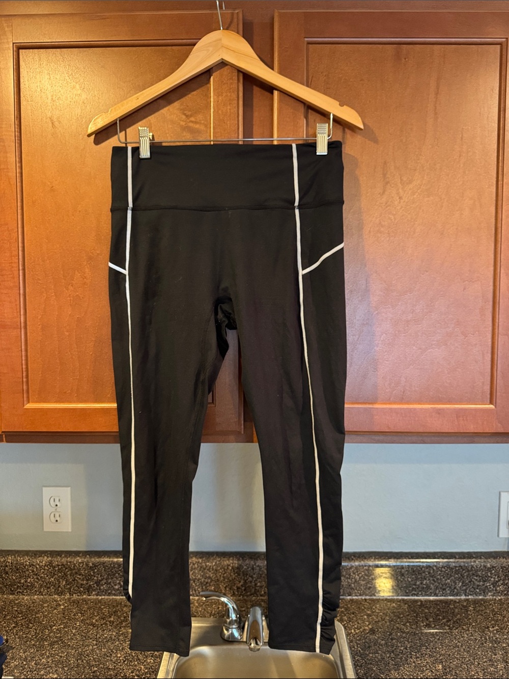 Free People Black Leggings with White Piping
